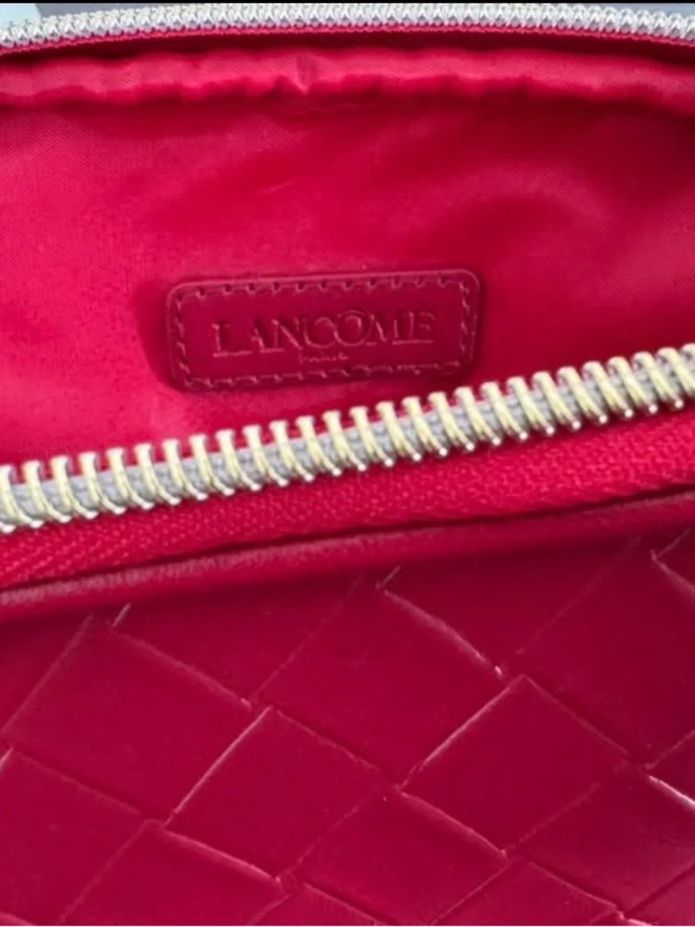 Lancome Red Woven Cosmetic Pouch